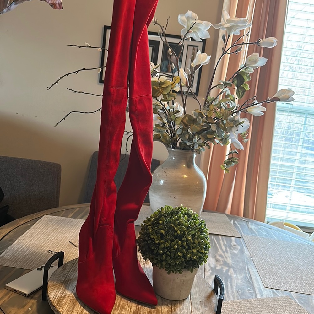 Steve Madden red thigh high boots